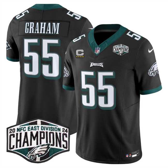 Men%27s Philadelphia Eagles #55 Brandon Graham Black 2024 NFC East Champions With 4-Star C Patch F.U.S.E. Vapor Untouchable Limited Stitched Jersey